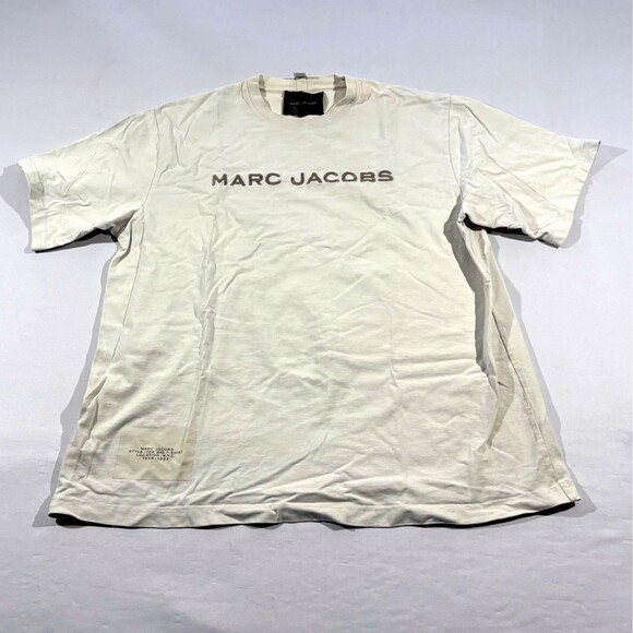 Marc Jacobs THE BIG T-SHIRT Crew White One Size Cotton Short Sleeve Logo Tee - Picture 1 of 13